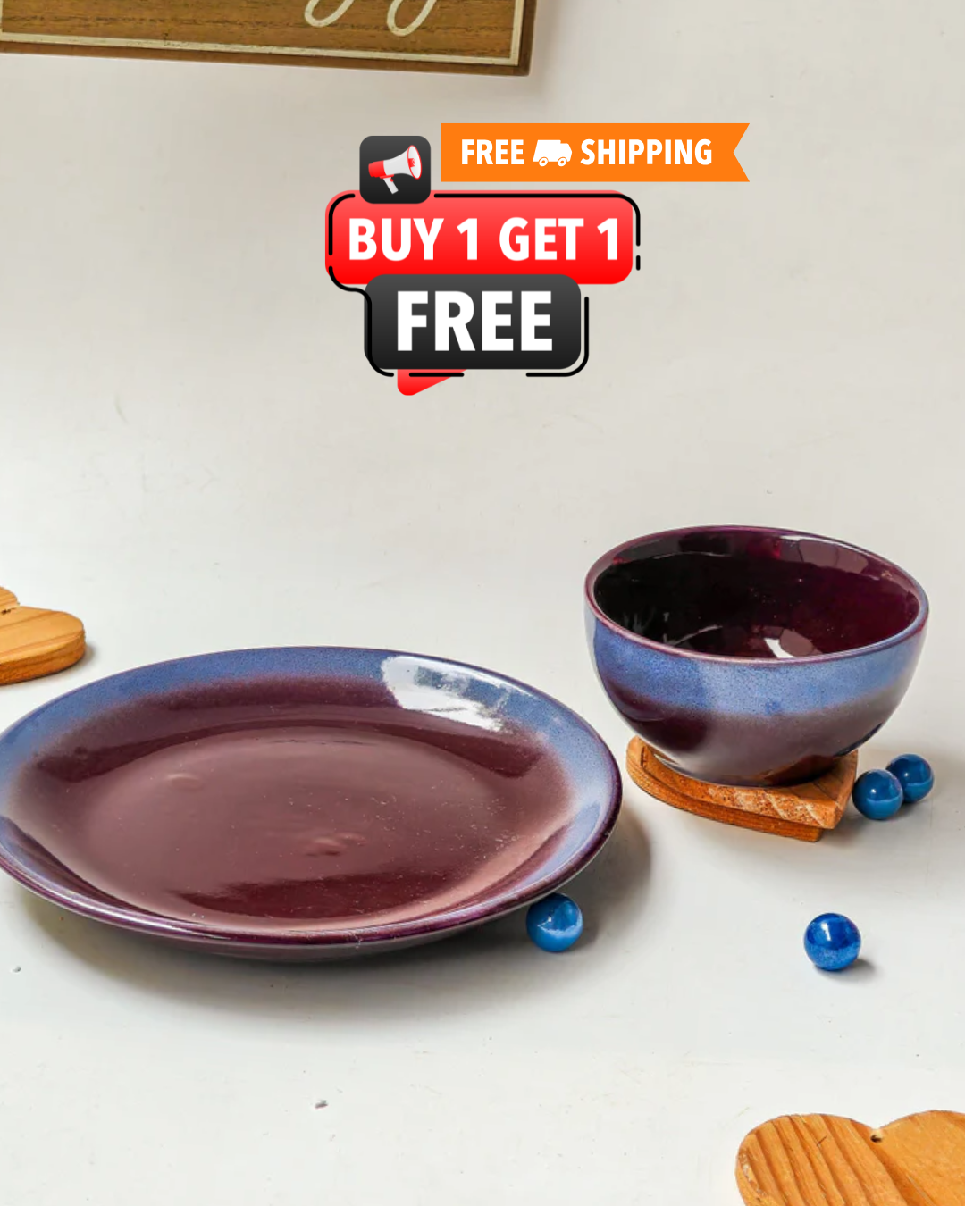 Ethereal Violet Snack plate and bowl set (per set)