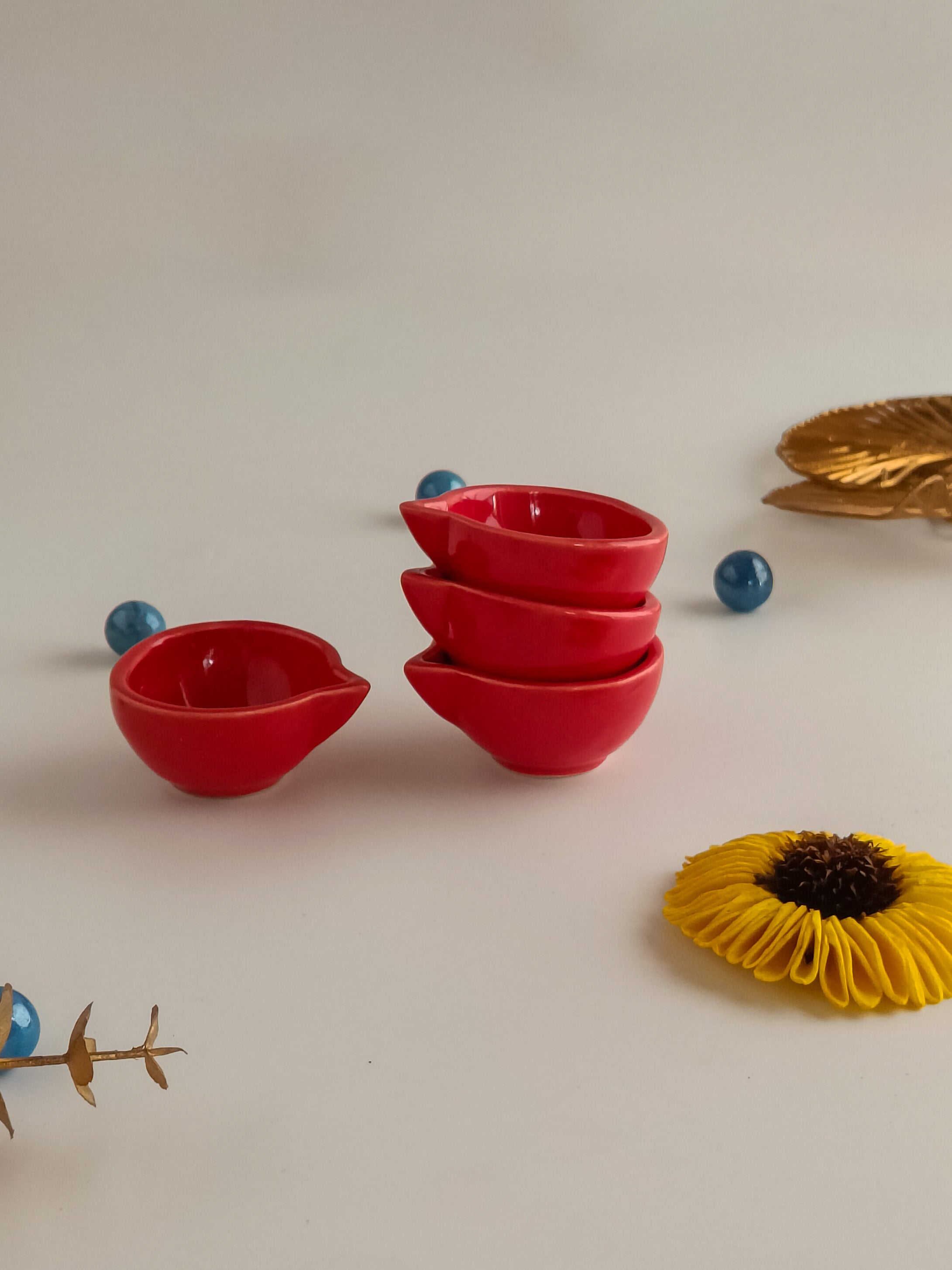 Classic Ceramic Diyas (Set of 4)