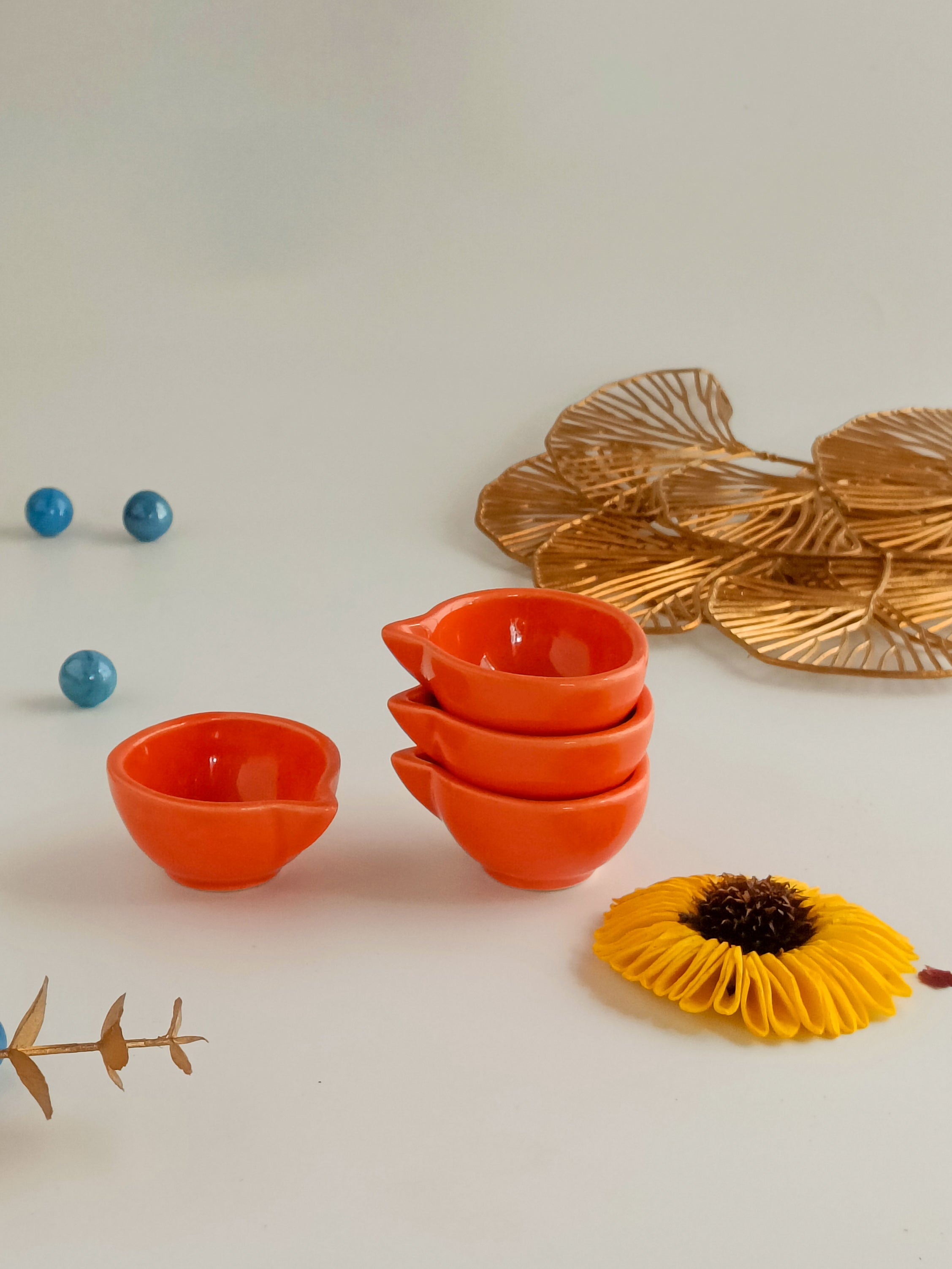 Classic Ceramic Diyas (Set of 4)