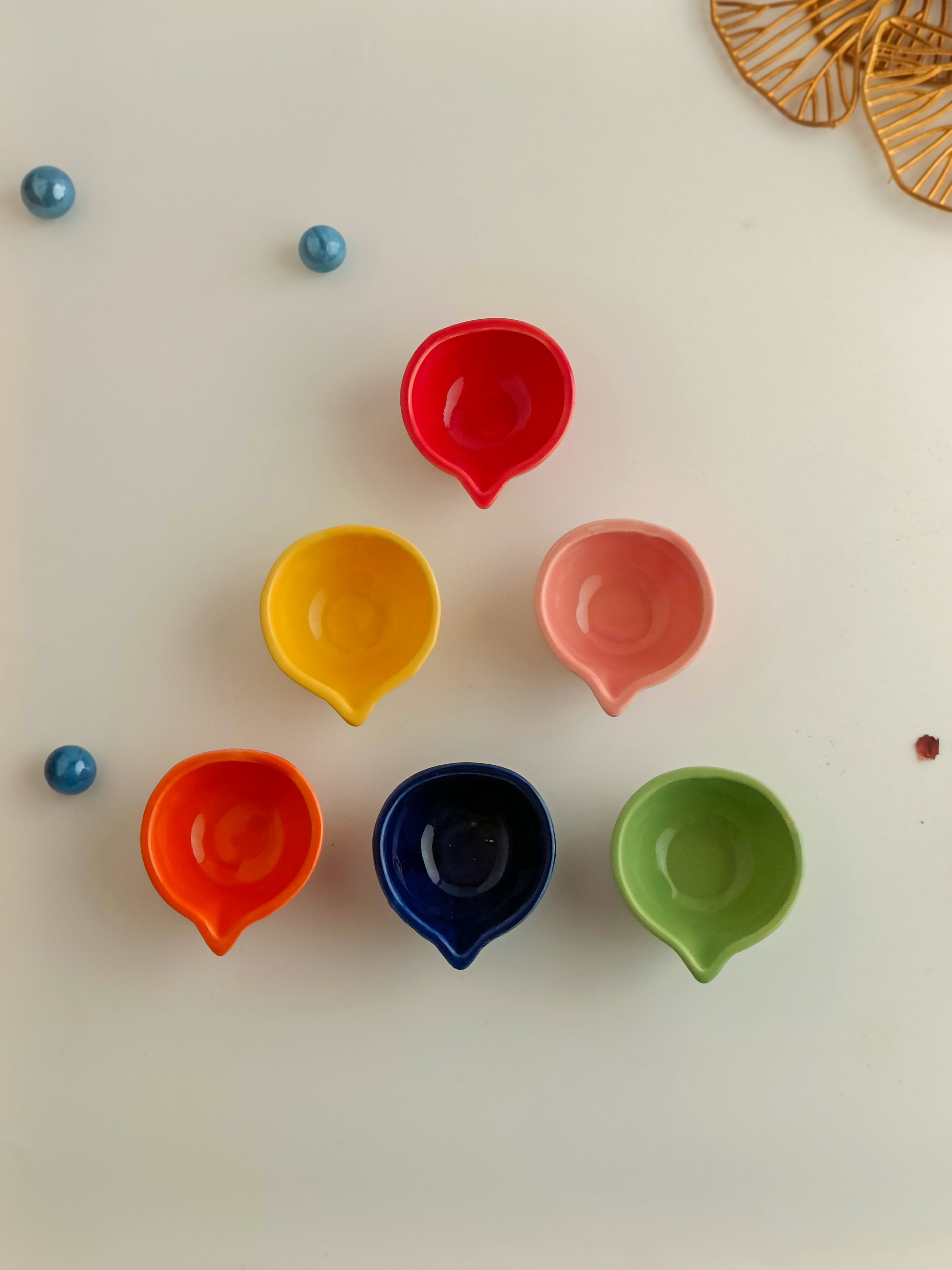 Classic Ceramic Diyas (Set of 4)