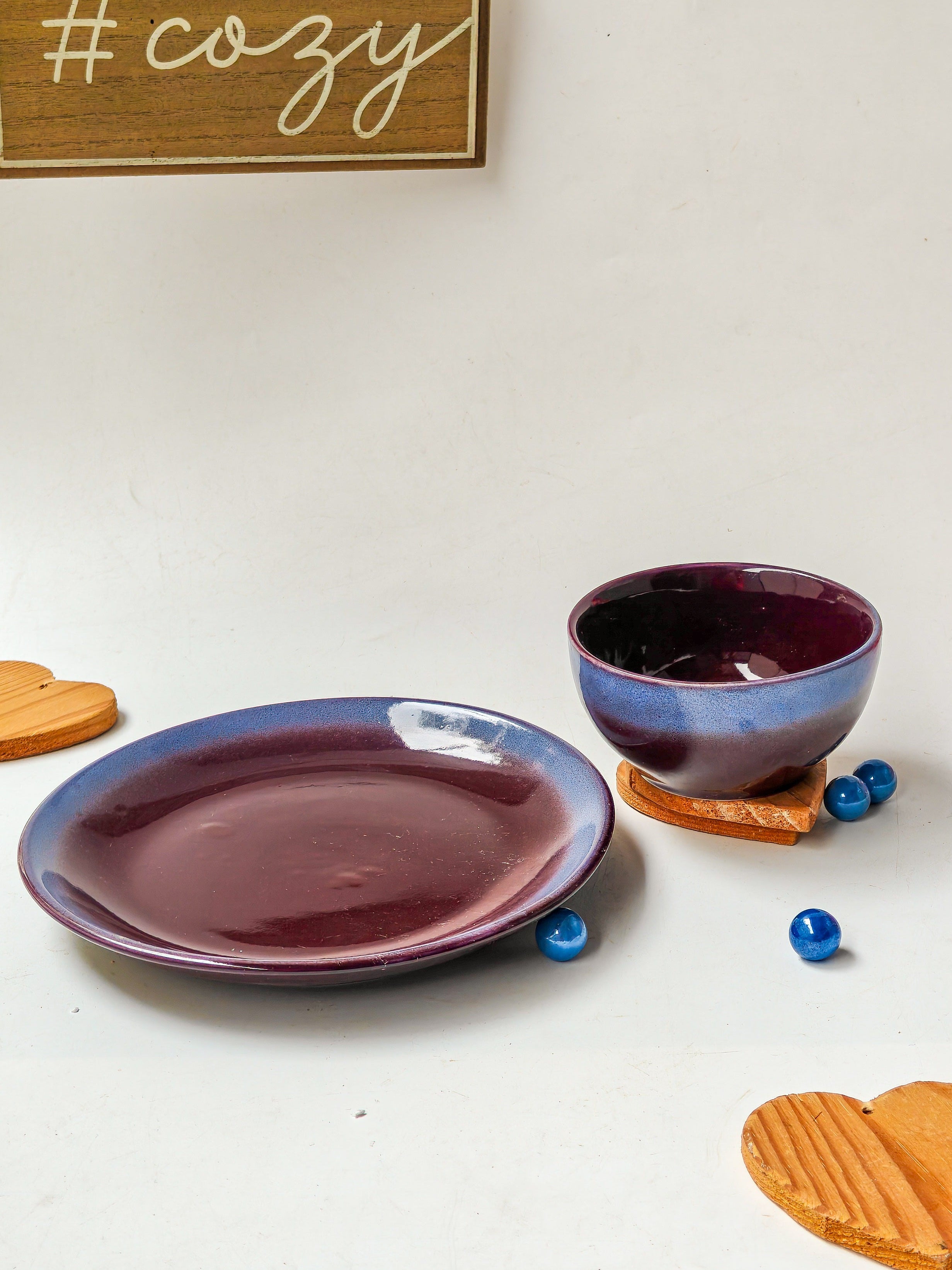 Ethereal Violet Snack plate and bowl set (per pc)