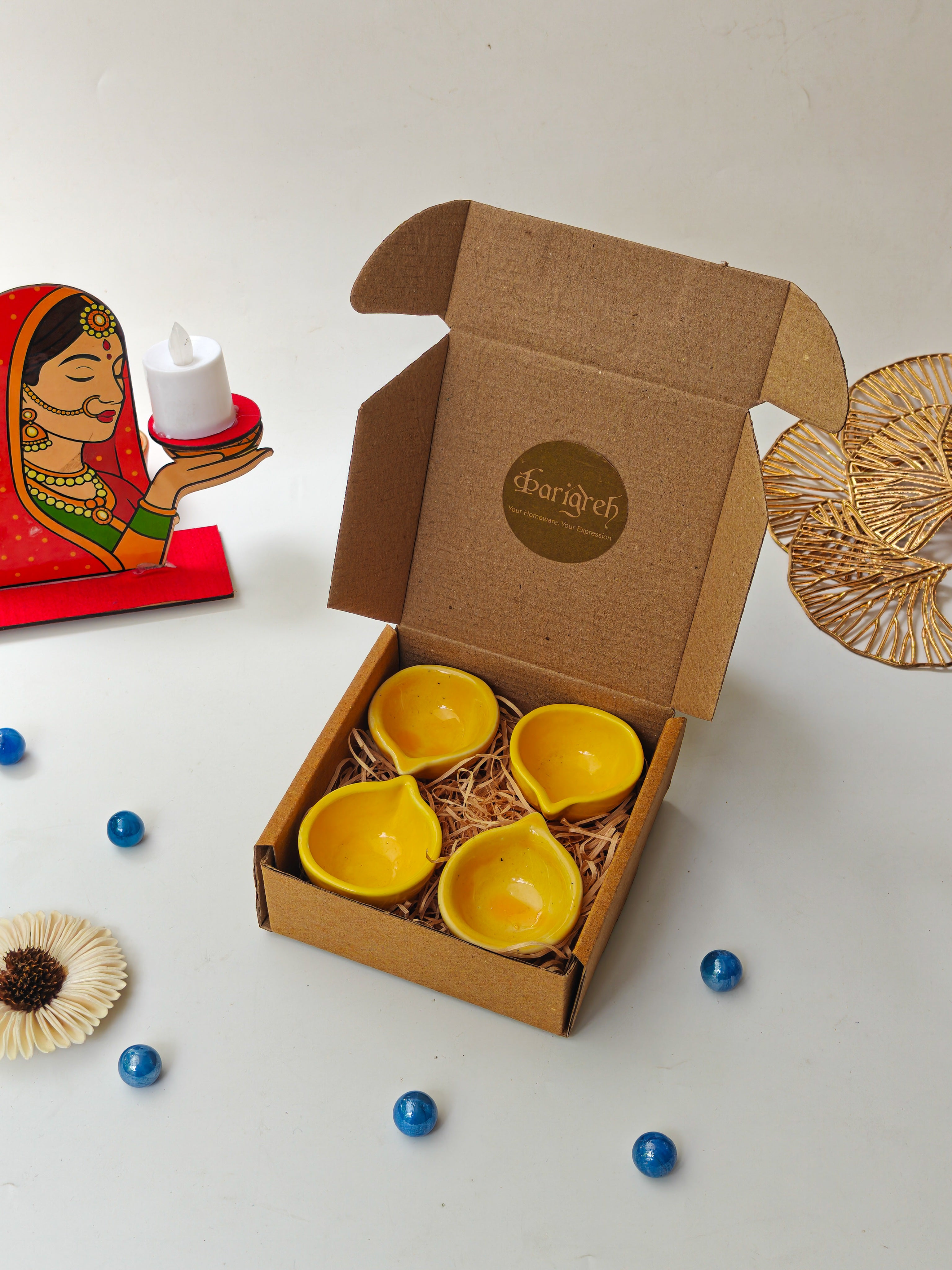 Classic Ceramic Diyas (Set of 4)