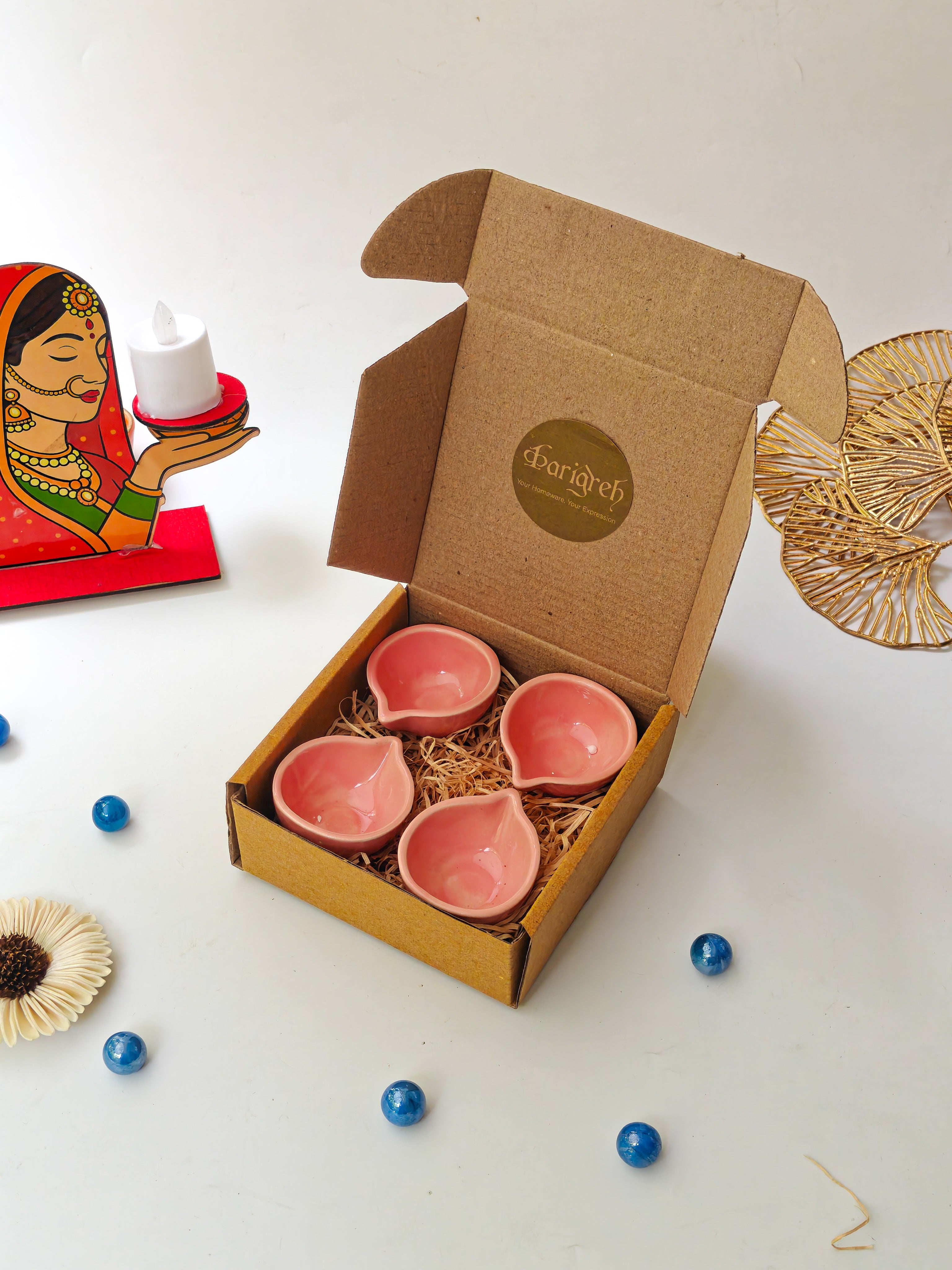 Classic Ceramic Diyas (Set of 4)