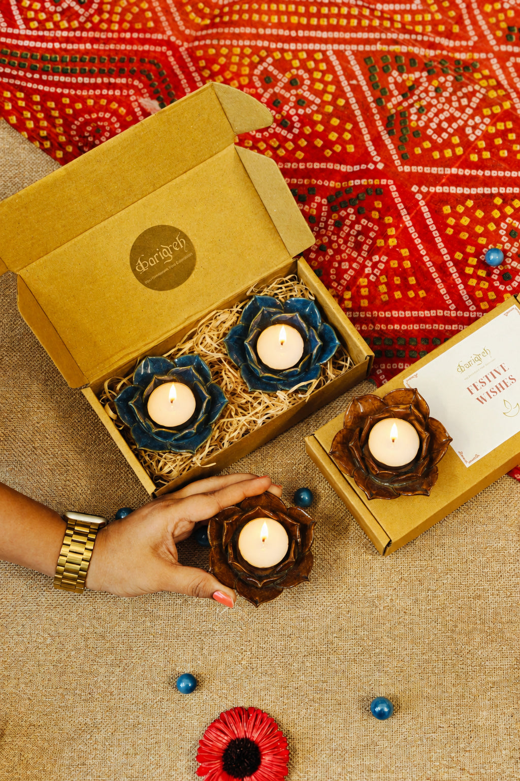 Petal Glow Tea light Holder Gift Set (2 pair)