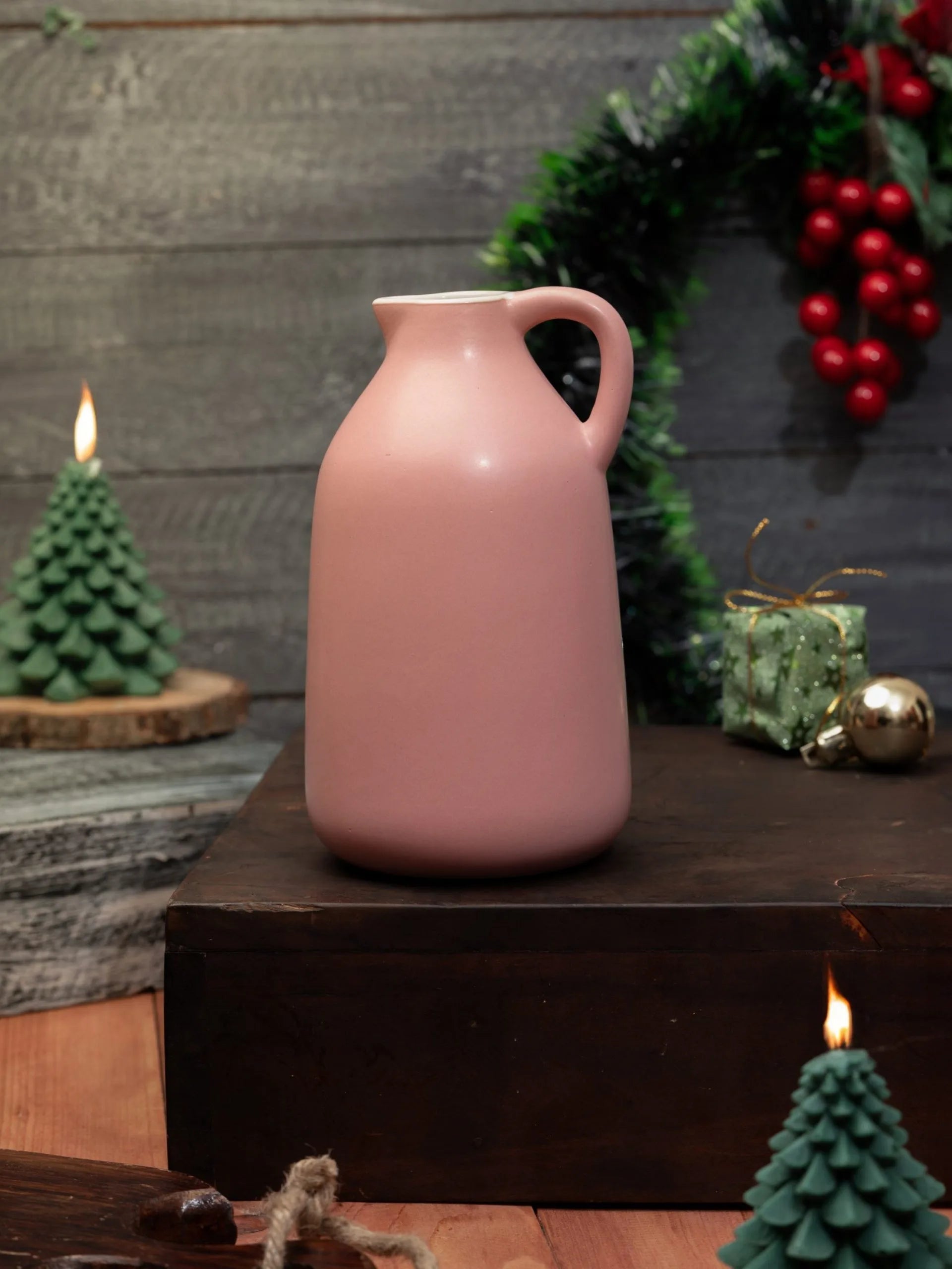 Blush Pink Ceramic Milk Jug Vase