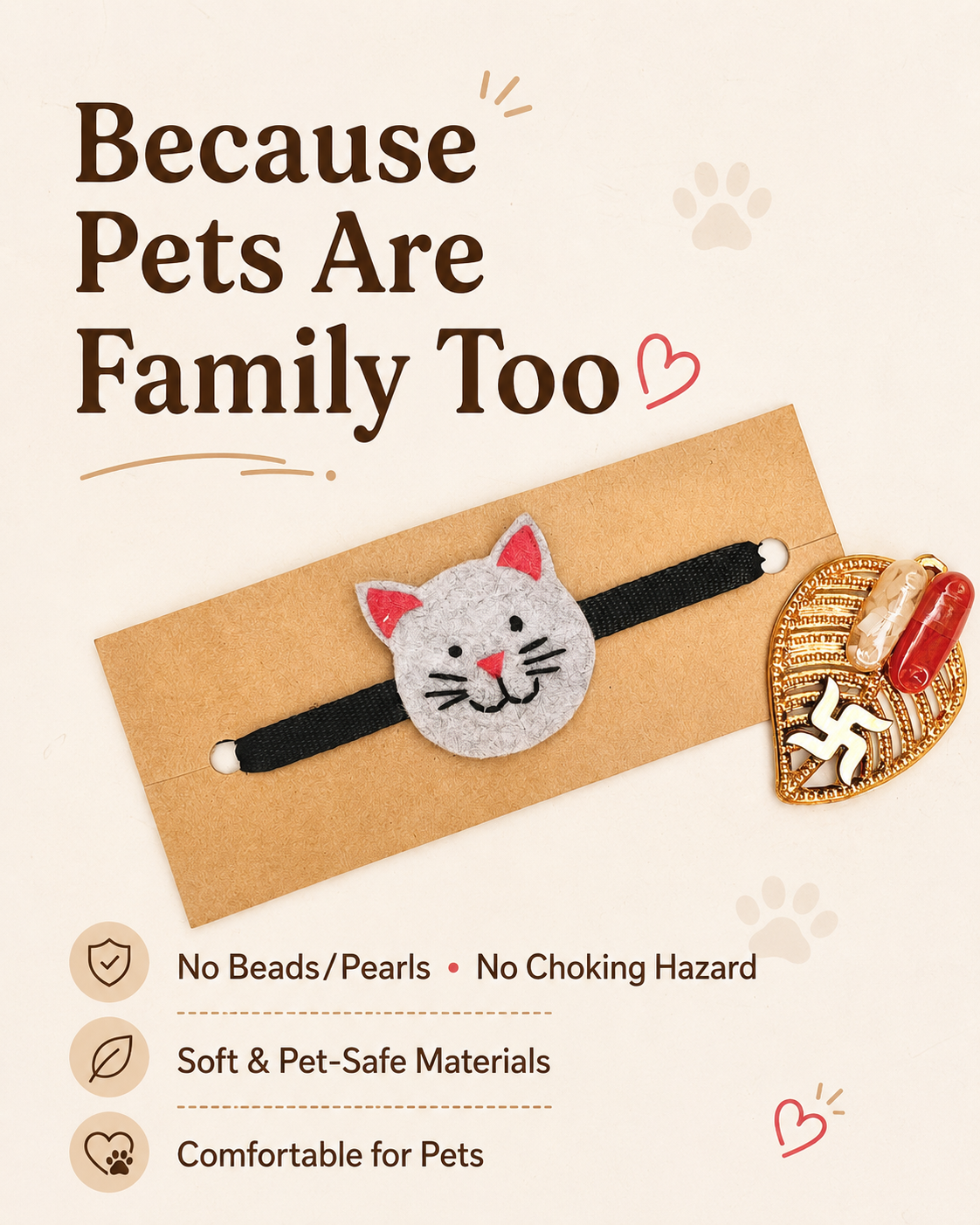 Cat & Dog Rakhi Kit with Roli & Chawal