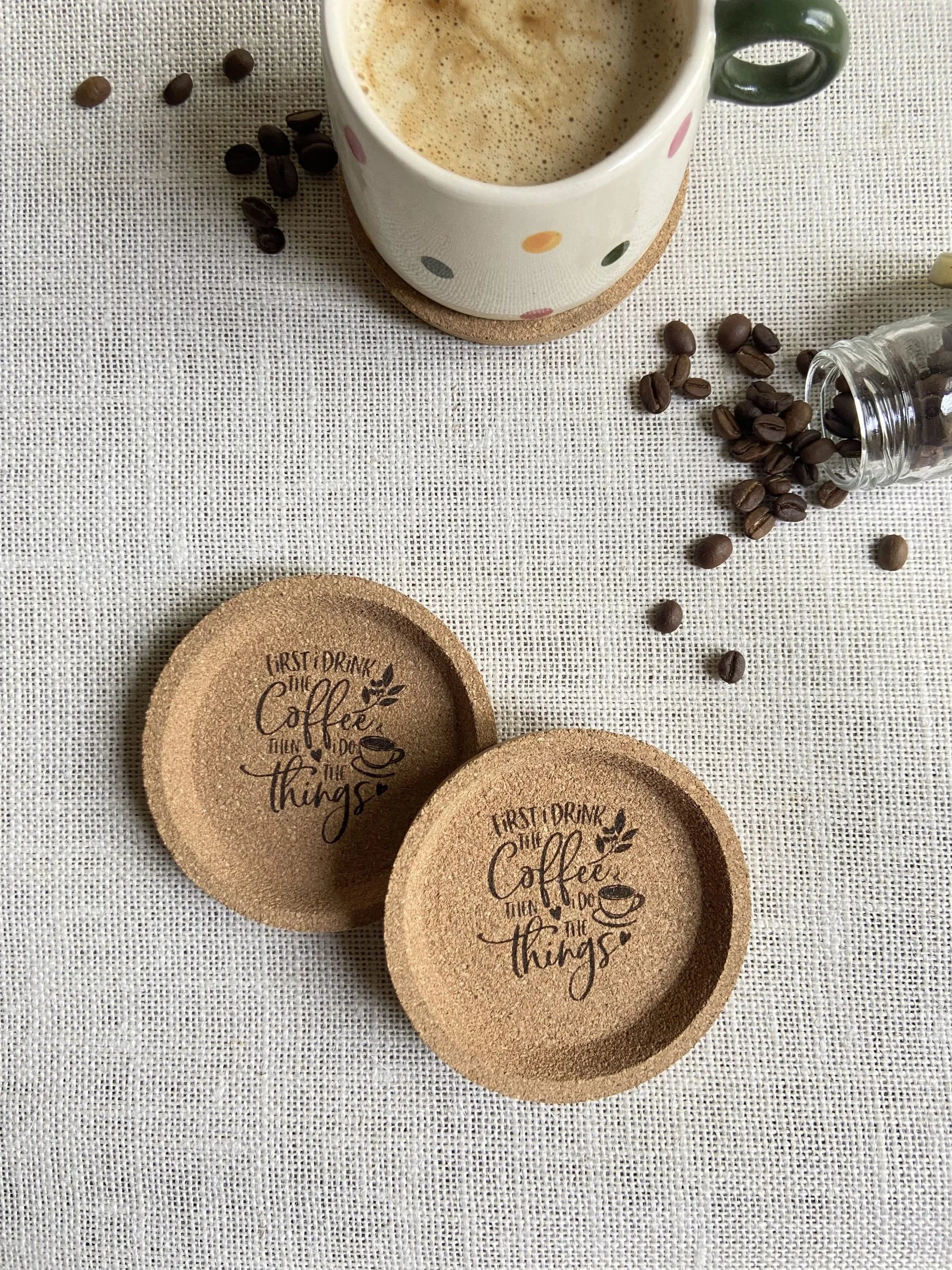 Printed Round Cork Coasters (Pair)