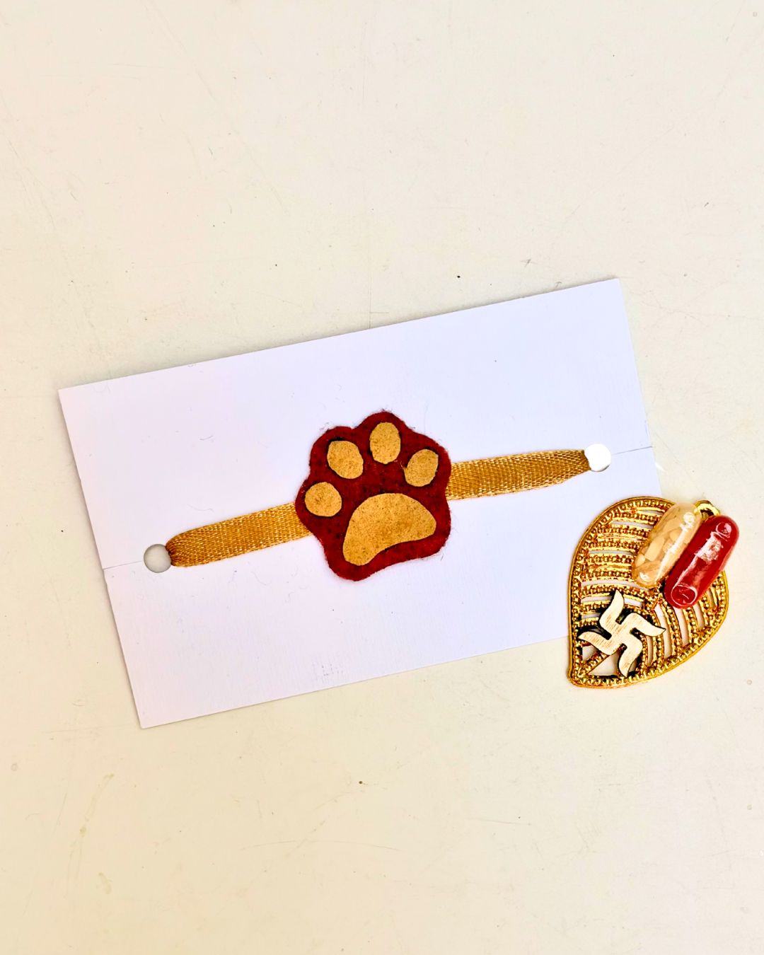 Paw Rakhi with Roli Chawal for Dogs – Soft Felt Pet Rakhi