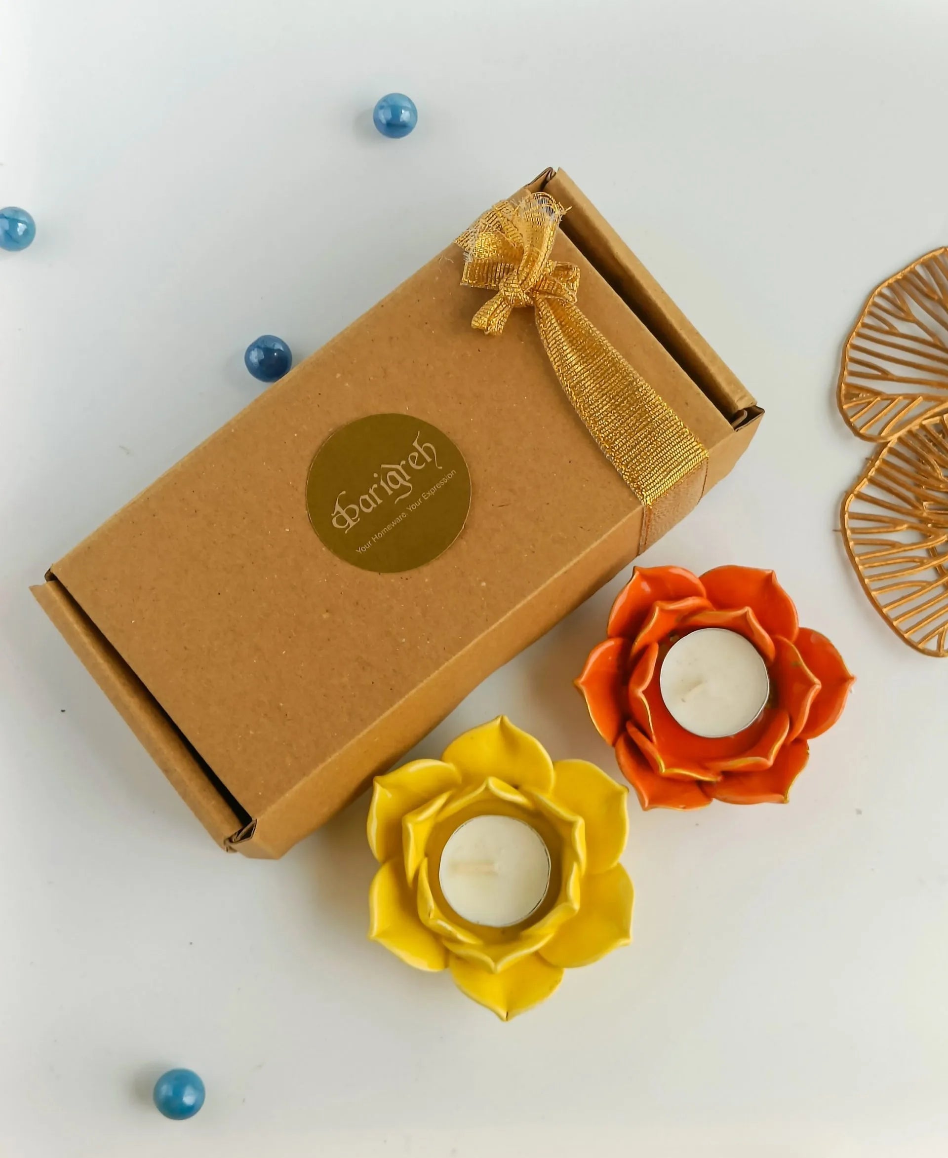 Petal Glow Tea light Holder Gift Set