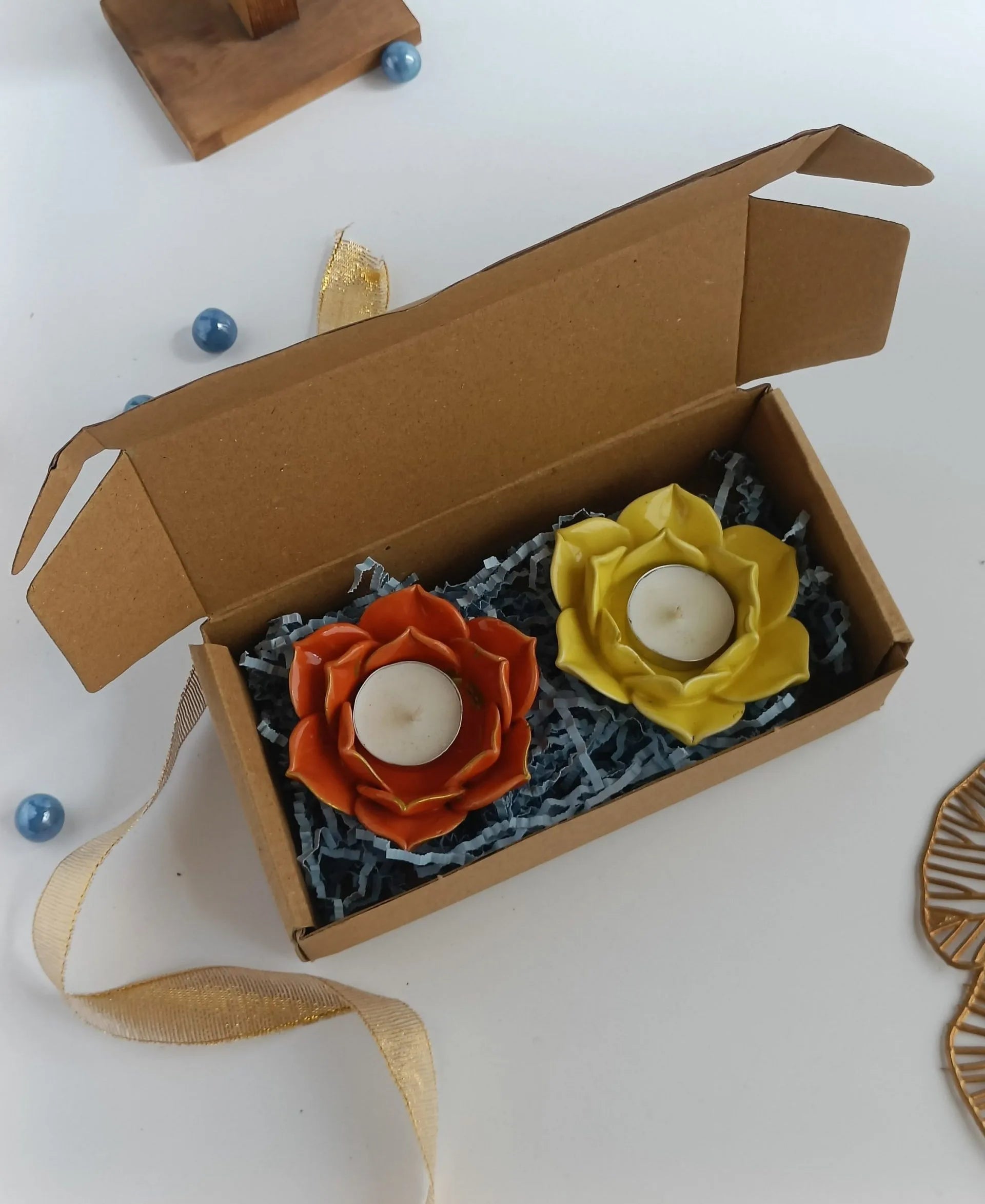 Petal Glow Tea light Holder Gift Set