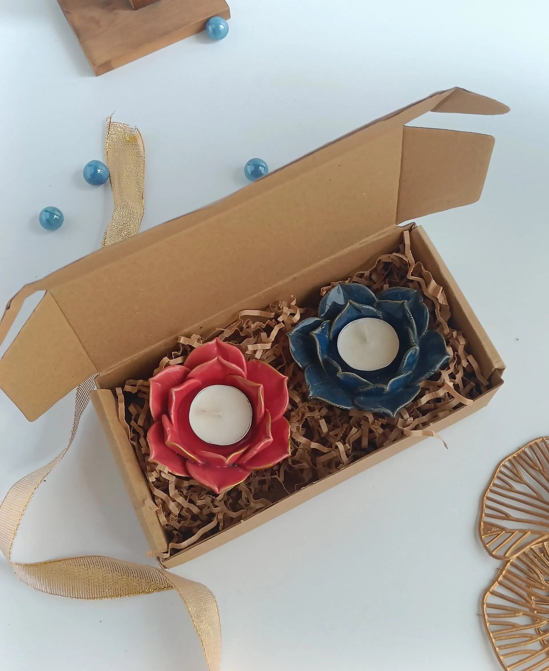 Petal Glow Tea light Holder Gift Set
