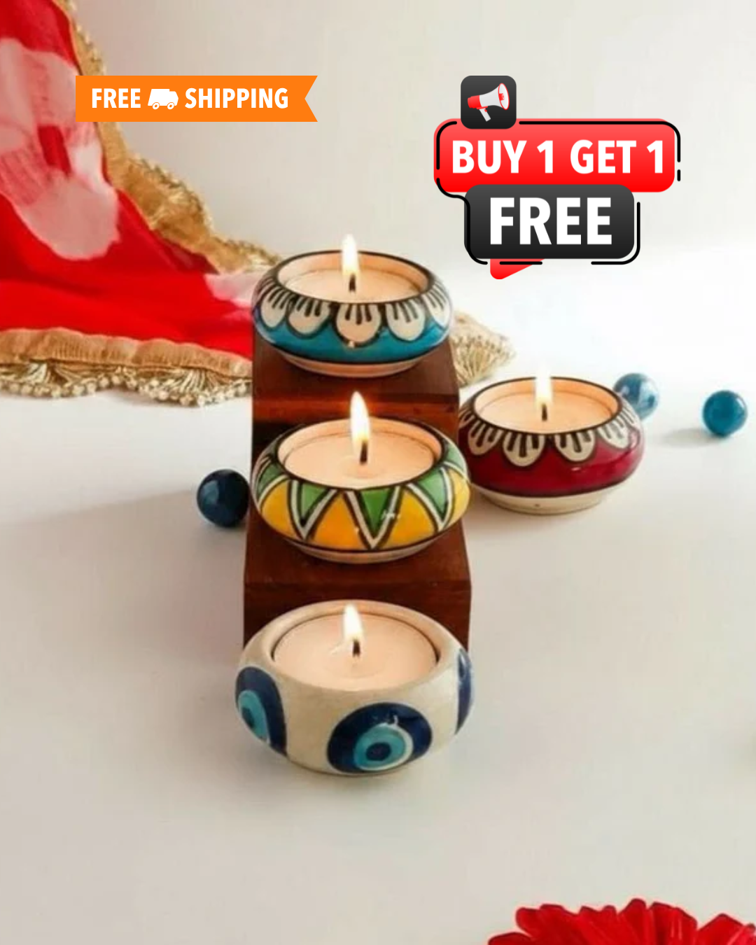 Mosaicaura Tealight Holder(pair)